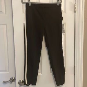 NWT Zara black ankle slim straight pants with black & white trim size L